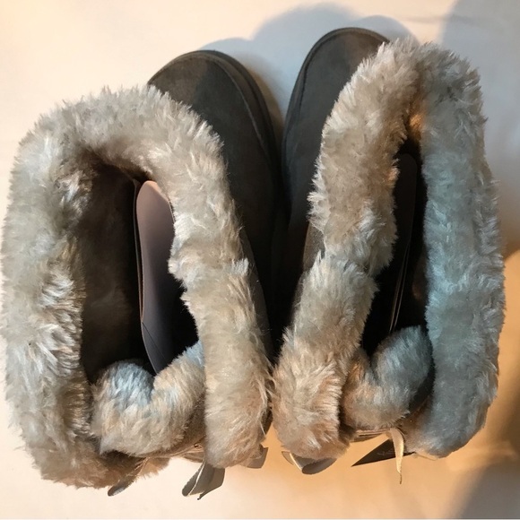 🌙 NWT ADORABLE GREY FUR LINED BOOTS WITH BOW BACKS SIZE 9 BY “HOLY” - Picture 8 of 11